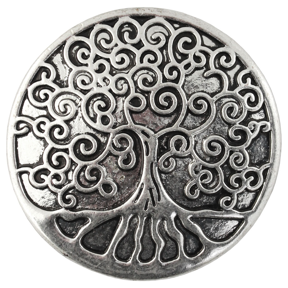 Silver embossed tree of life. Magnetic Brooch for Scarves Artistic Sculptural shapes add a personality to absolutely anything you wish to put your stamp on! The Super Strong Magnet is enough for a jacket lapel! Use to hold a sarong or cardigan together.  Great to adorn a hat or to hold a scarf in place with Fabric Safe Magnet.