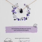 Onyx Soulku Soul - Full Teardrop Necklace adjustable nylon cord necklace semi-precious stone birthstone hand made in USA for girls women 