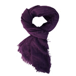Viscose cotton bohemian eyelash fringe solid plum purple lightweight oblong scarf BY RUBYZAAR