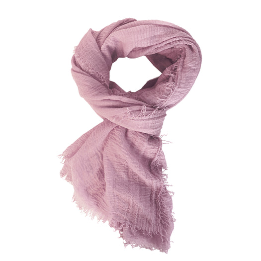 Viscose cotton bohemian eyelash fringe solid mauve pink lightweight oblong scarf BY RUBYZAAR