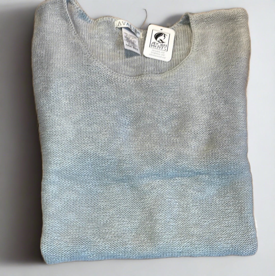 Avalin Silver cotton crew neck high low long sleeve sweater